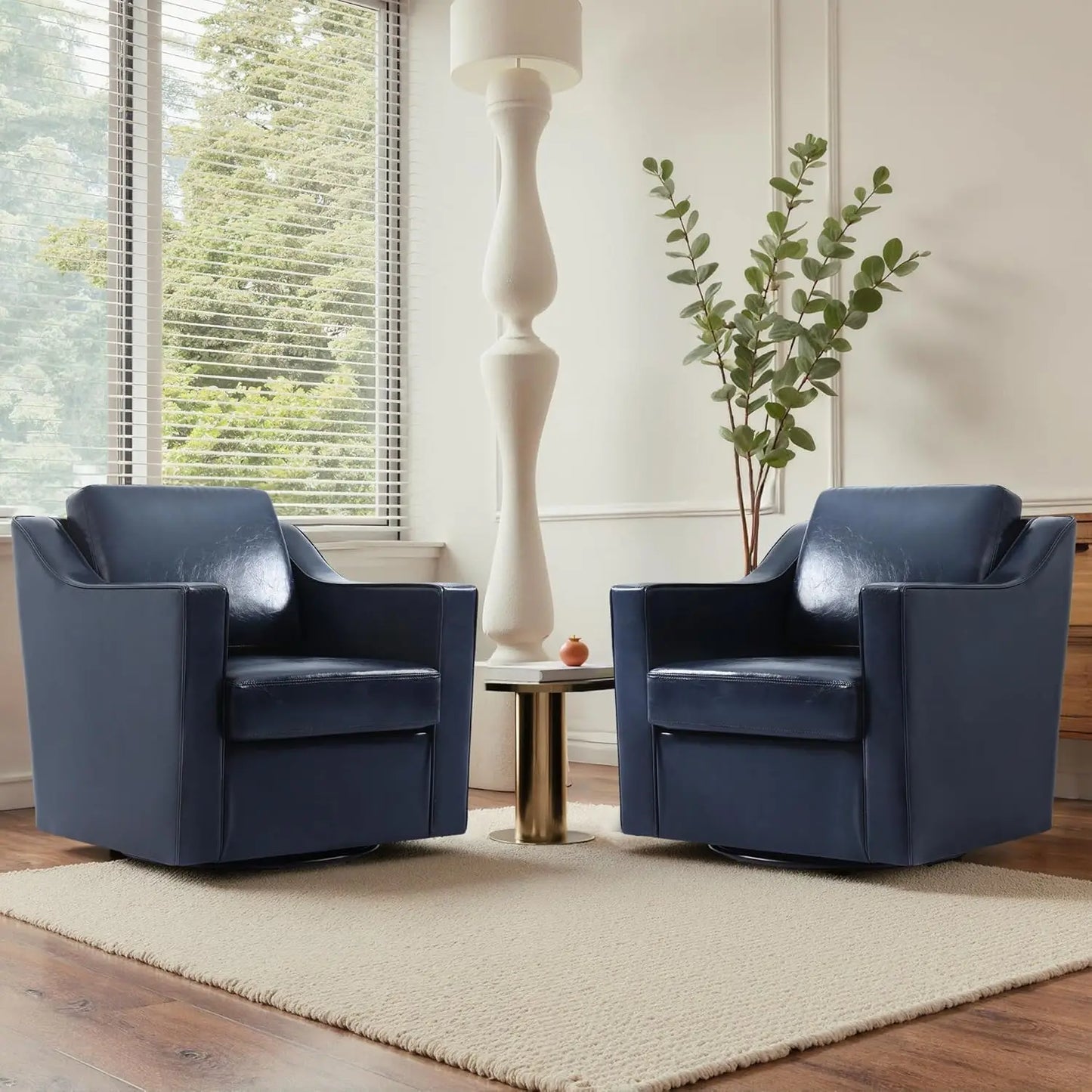 Swivel Chenille Accent Chair Set of 2, Modern Armrest Comfy Single Sofa for Living Room, Custom