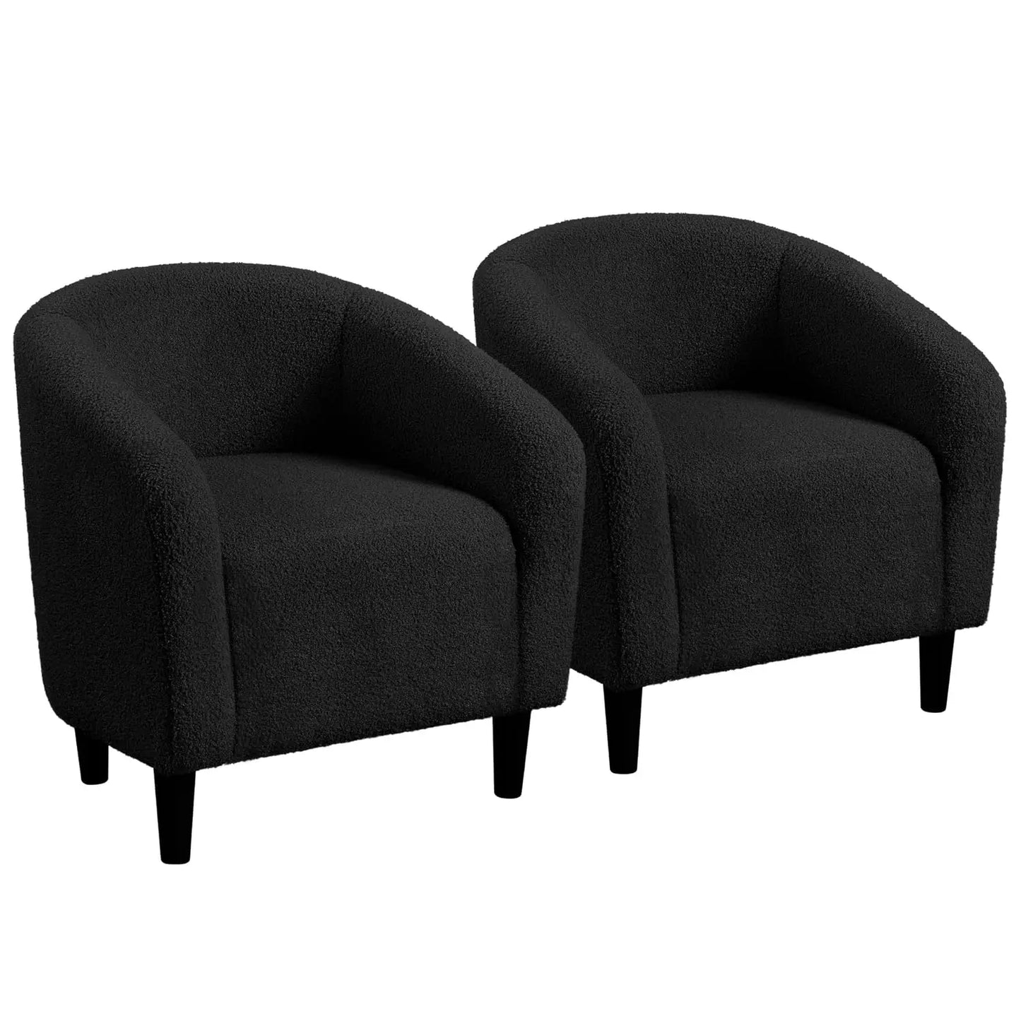 Set of 2 Soft Furry Barrel Accent Chairs Padded Armrest For Living Room Bedroom Office Waiting Room, Customized