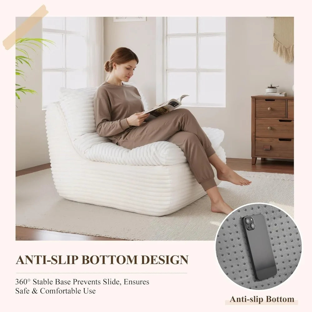 Frameless Recliner, Indoor Adult Beanbag Chair, Made with Compressed Memory Foam