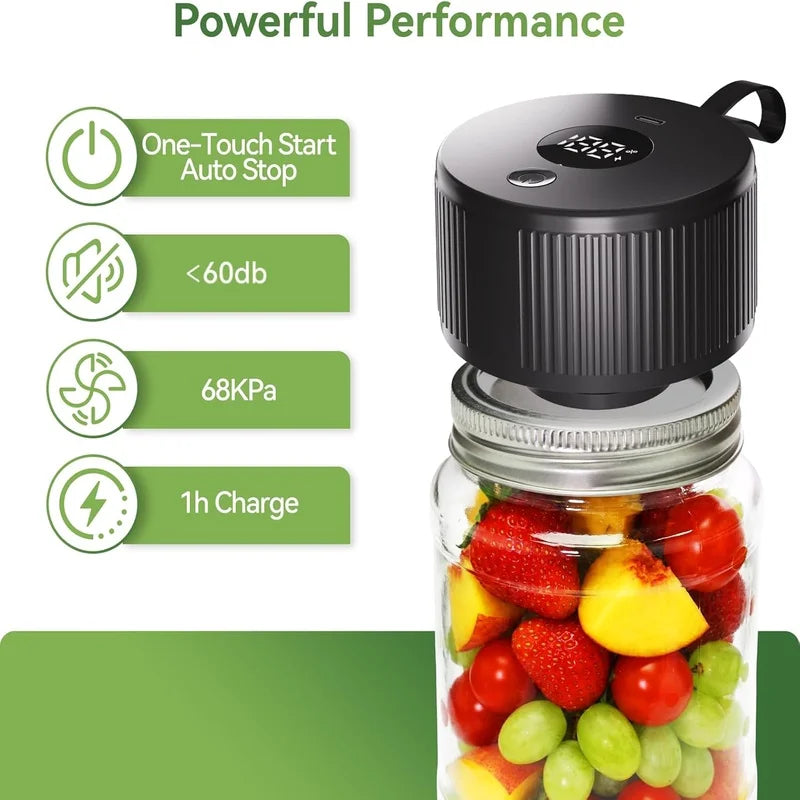 1pc Automatic Electric Mason Jar Vacuum Sealer, One-Button Operation, Leak-Proof Sealing, Suitable for Regular and Wide-Mouth Ja
