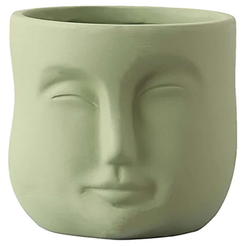 Creative Humanoid Head Ceramic Flower Pot Plant Flower Vase Garden Decoration Special-shaped Irregular Human Head Vase Art Decor