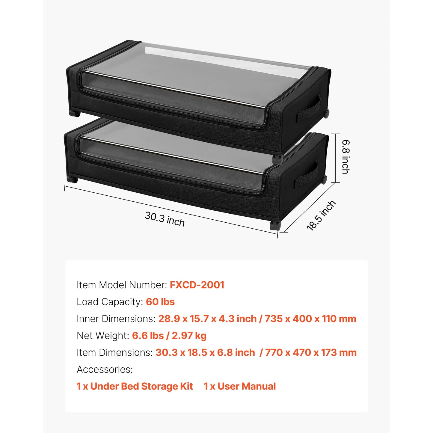 SucceBuy Under Bed Storage Underbed Shoes Organizer with Wheels/Clear Lids Under the Bed Storage Bins for Clothes Shoes Blankets