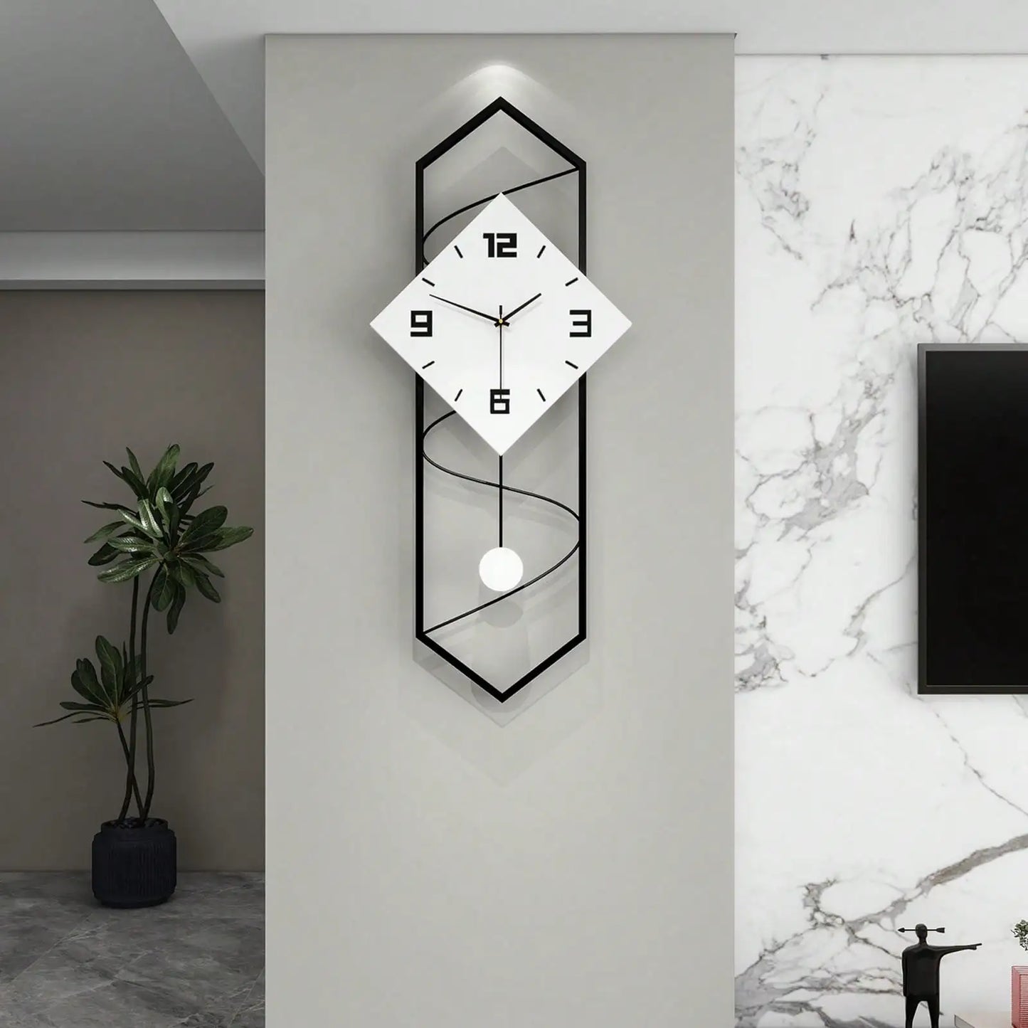 Decorative Modern Wall Clock,Silent Non-Ticking Quality Quartz Movement Battery Operated,Large Metal White Wall Clocks For Livi