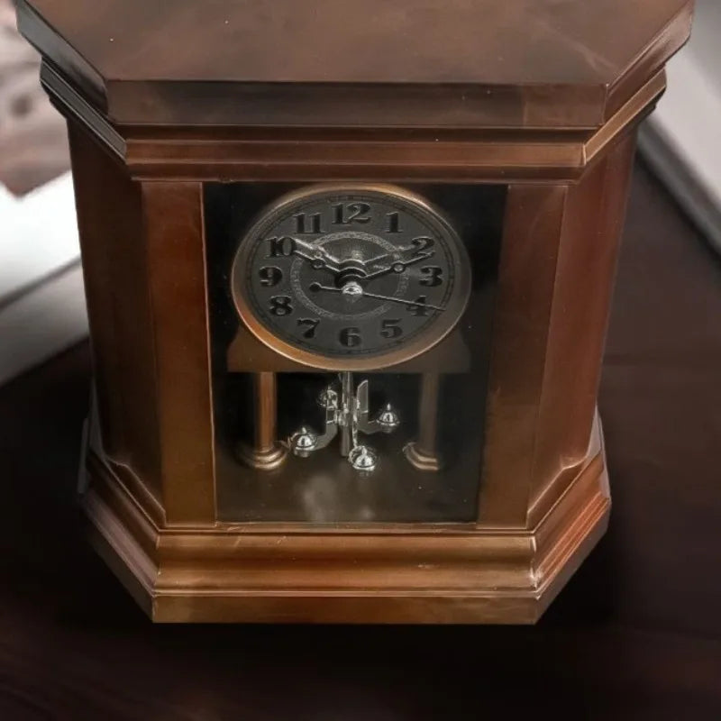Simple Metalline Silent Desktop Clock Creative Retro Luxurious Multifunctional Table Clock Modern Living Room Desk Clock