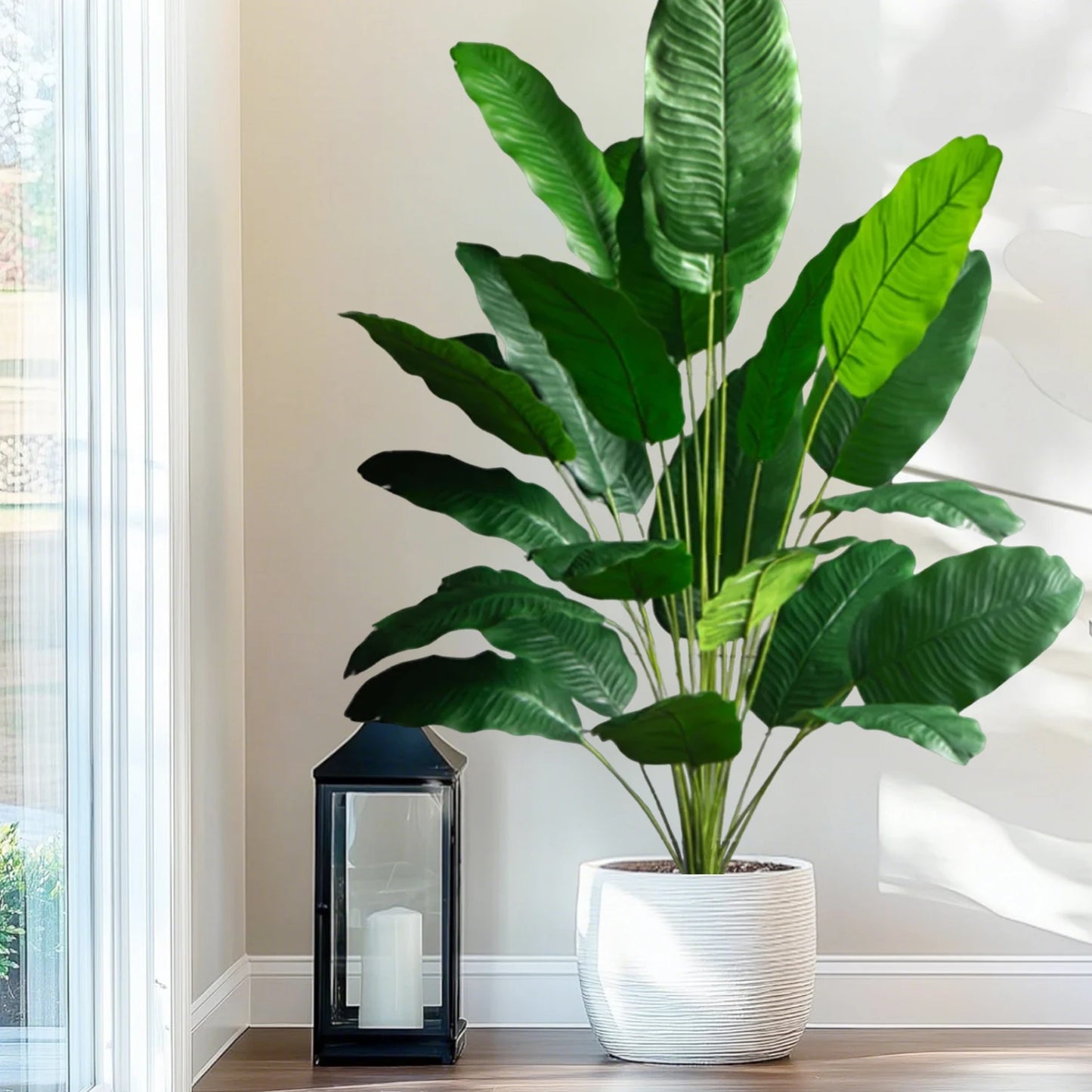65-90-125cm  Large Tropical Palm Tree Fake Banana Plant Leaves Real Touch Strelitzia Reginae Plastic Plant for Home Garden