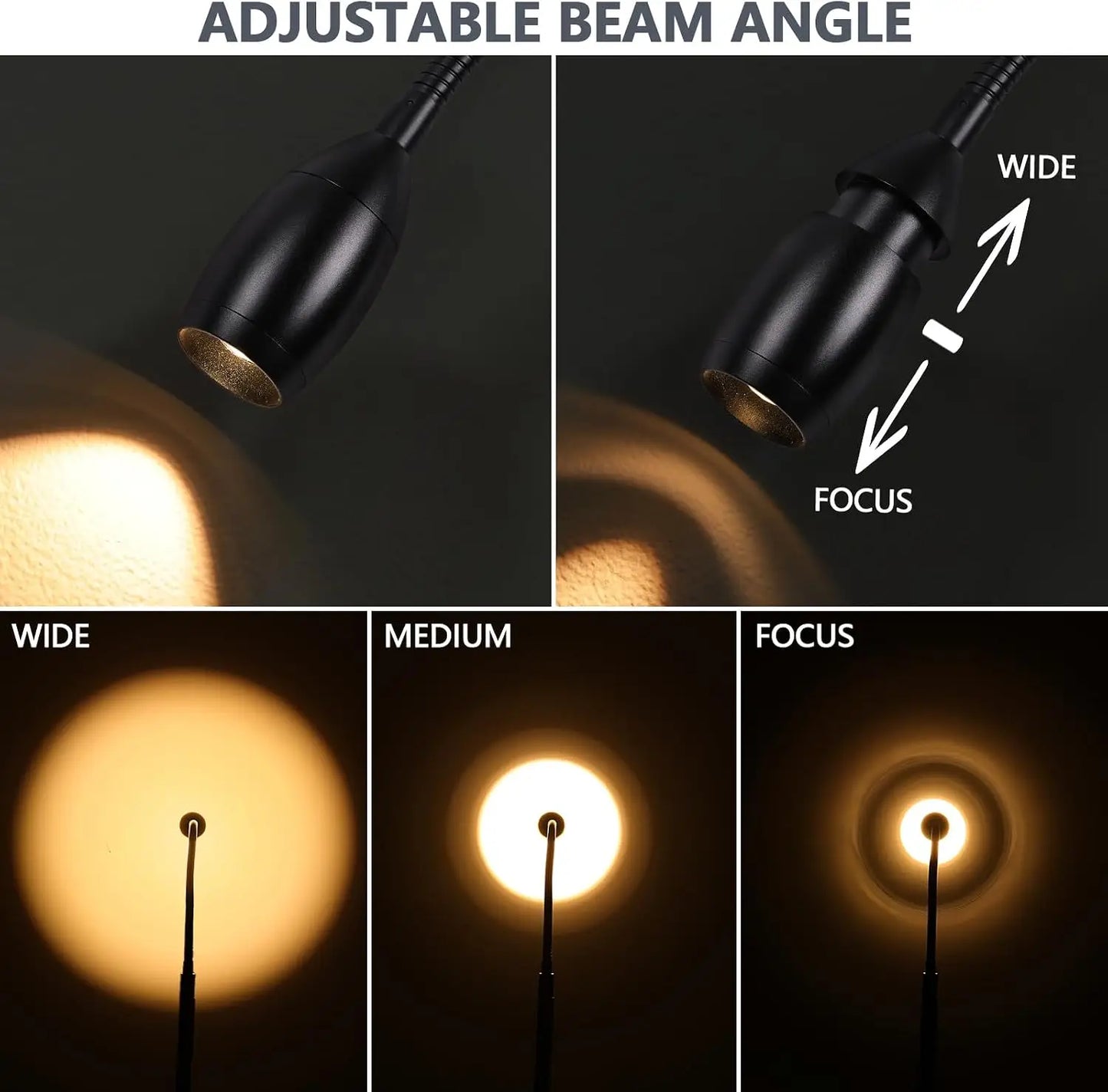72" LED Floor Lamp with Flexible Gooseneck, Dimmable & Zoomable, Touch & Remote Control, 2700K-6000K, Matte Black