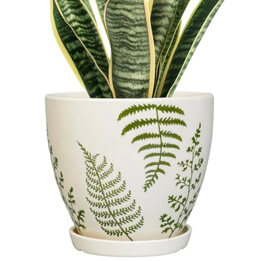 Ceramic Planter -.2 Plant Pot for Indoor Outdoor Plants Boho Round Ceramic Flower Pot with Drainage Hole and Saucer Gifts for P