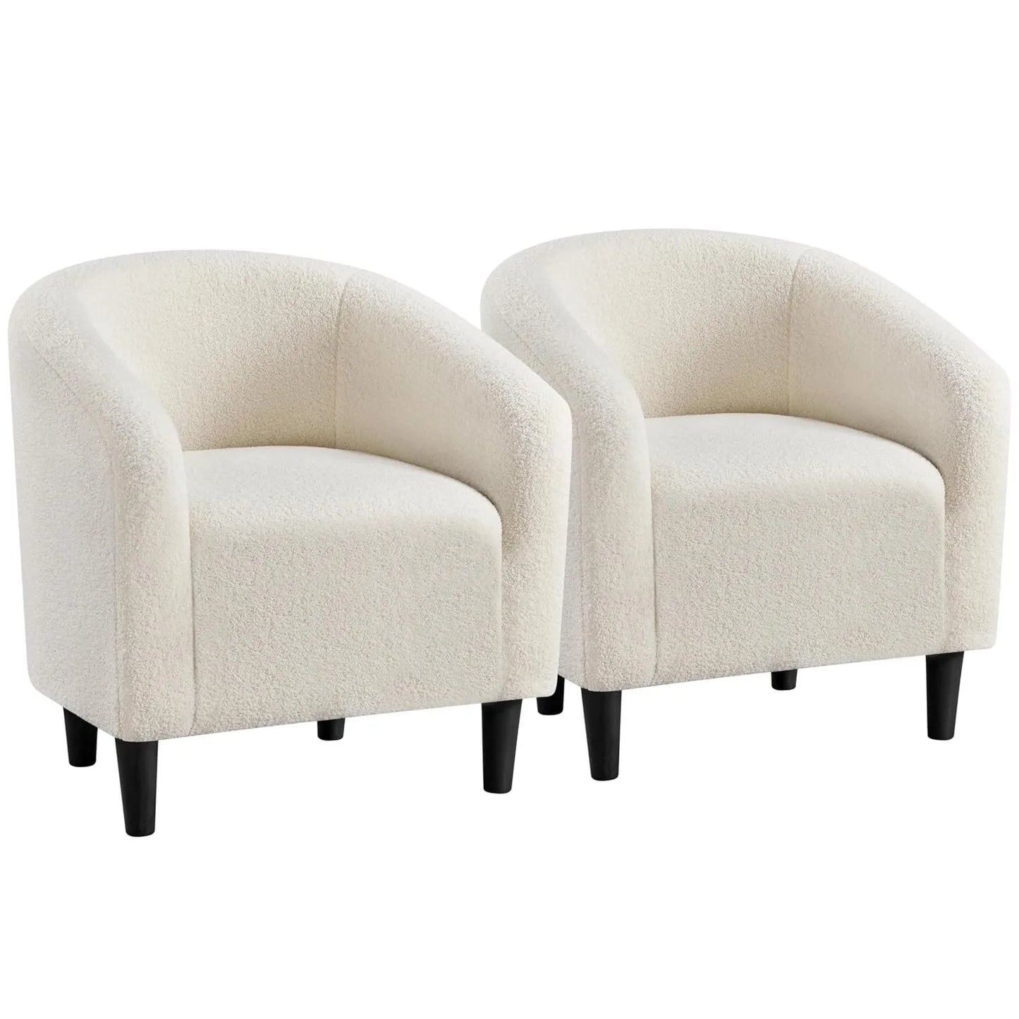 Set of 2 Soft Furry Barrel Accent Chairs Padded Armrest For Living Room Bedroom Office Waiting Room, Customized