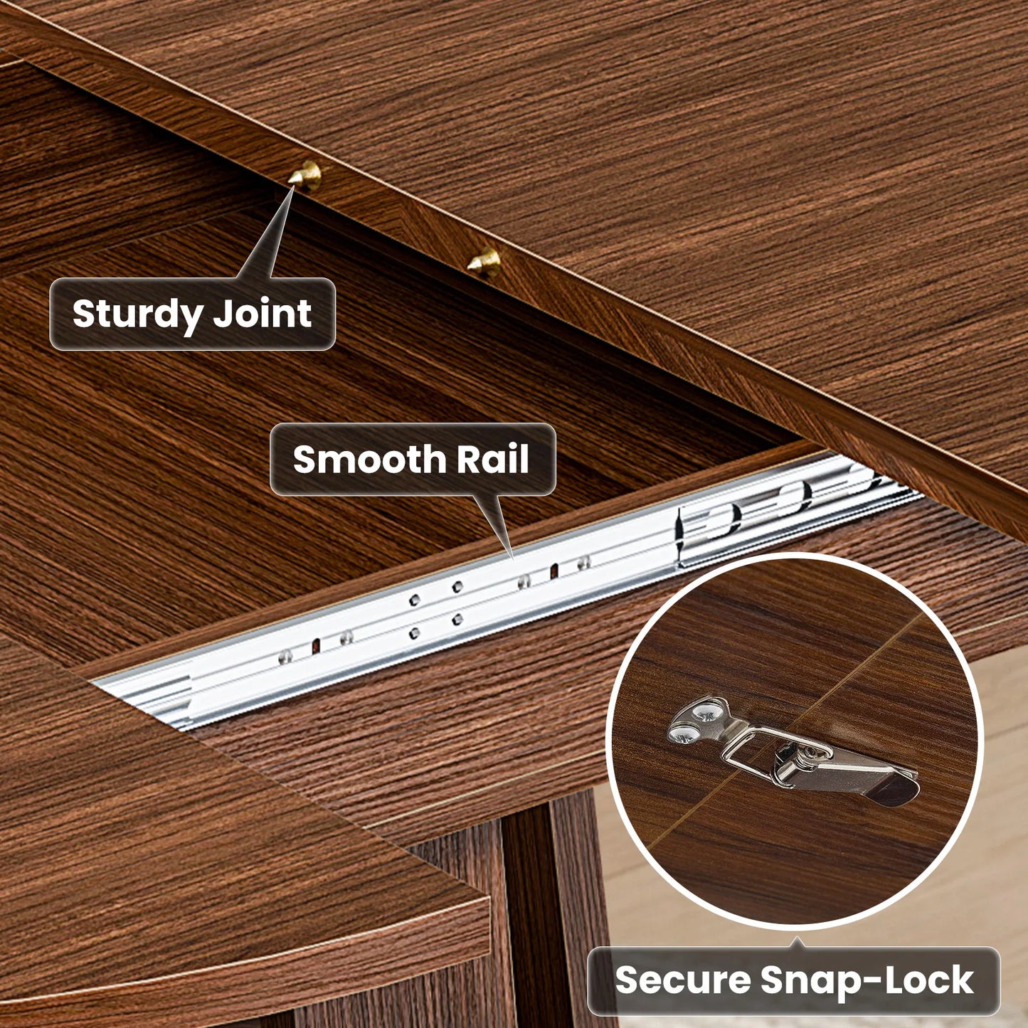 JHK Extendable Wood Round Dining Table Modern Kitchen Oval Dinner Table with Storage Shelf Pedestal Base Space Saving For Home