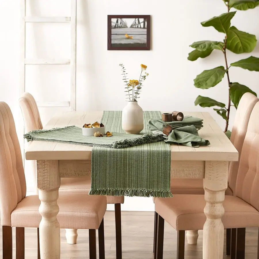 Variegated Tabletop Collection, Table Runner, 13x72, Artichoke Green