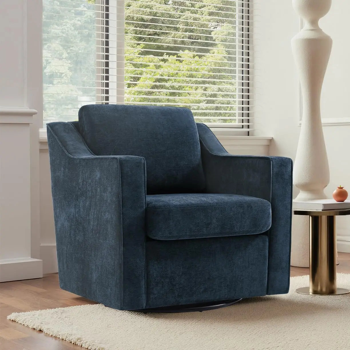 Swivel Chenille Accent Chair Set of 2, Modern Armrest Comfy Single Sofa for Living Room, Custom