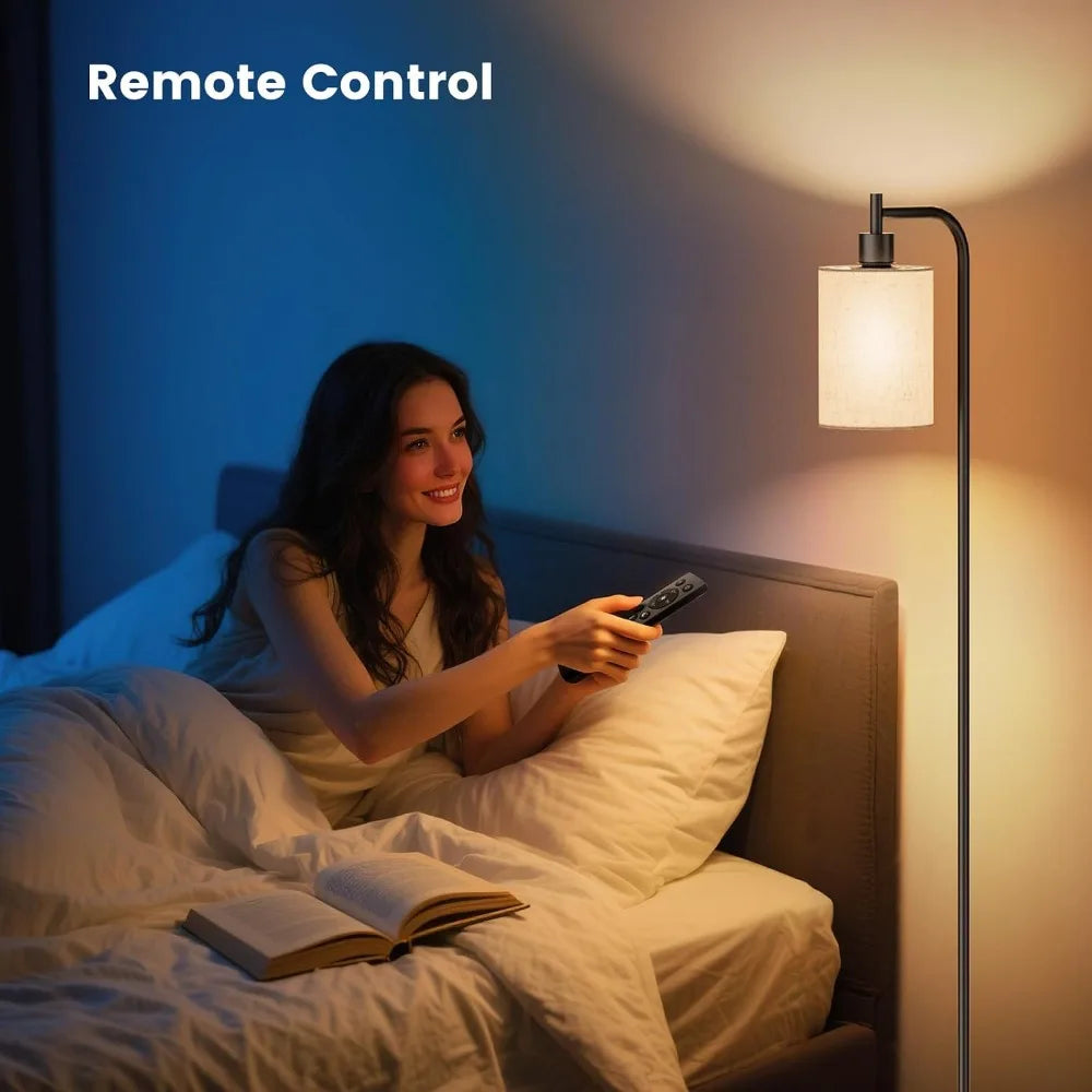Dimmable Linen Shade Floor Lamp with Remote Control and 3 Color Options