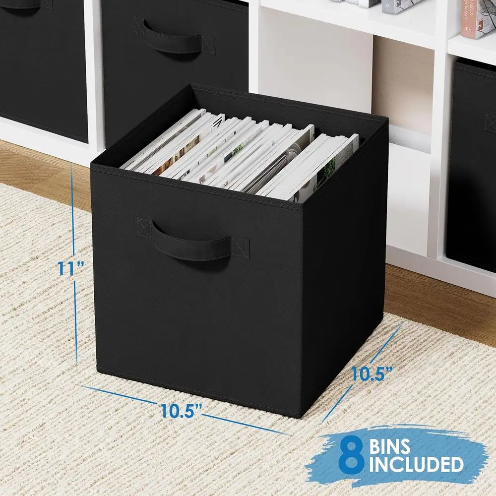 Storage Cubes Pack of 8 - Stand Size Cube Storage Bin 10.5x10.5x11 With Dual Handles or Easy Carrying Collapsible Fabric Storage