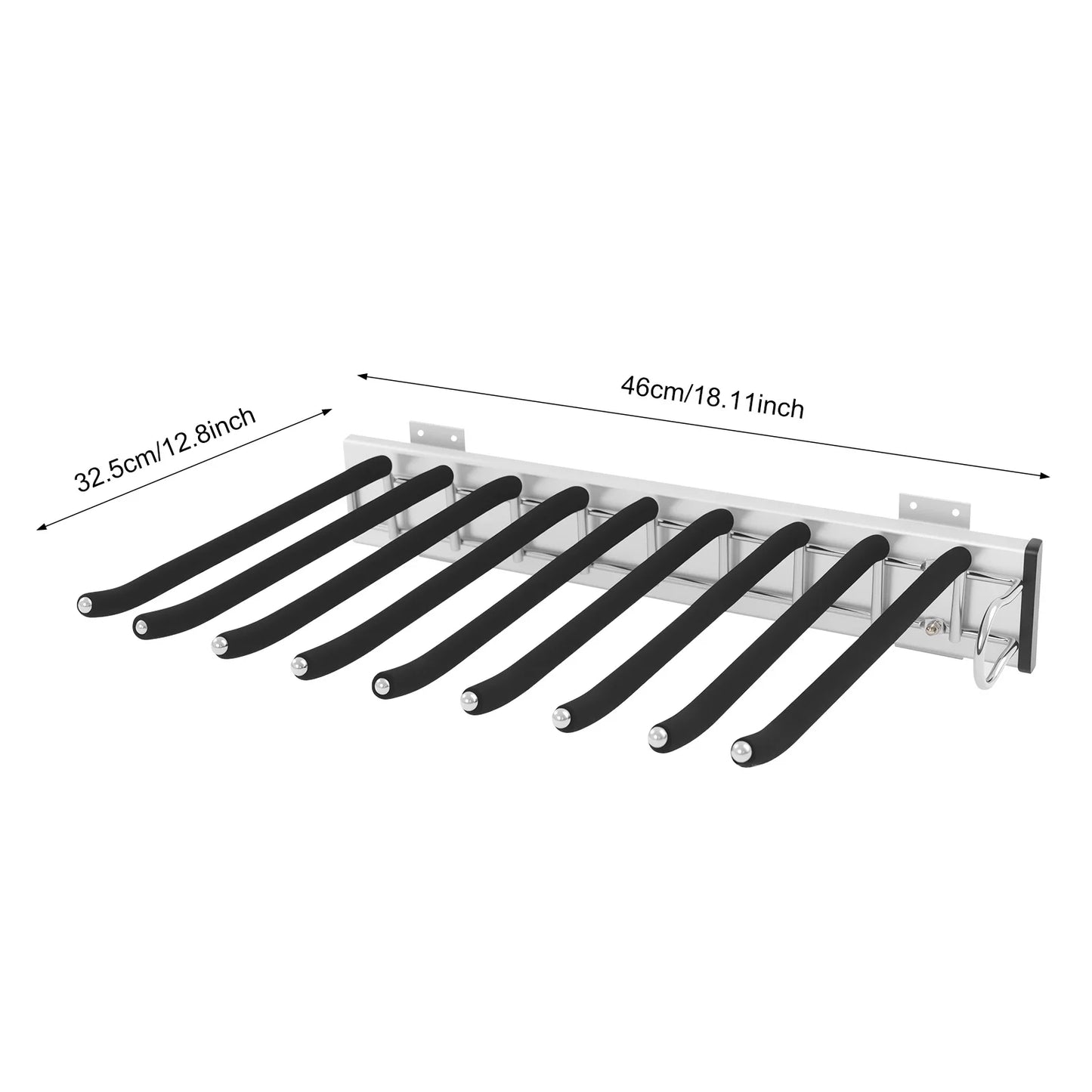9-Rod Wall Mount Pants Rack 16kg Load Silent Push-Pull Slide Flocking Coating for Pants Ties Scarves Closet Organizer