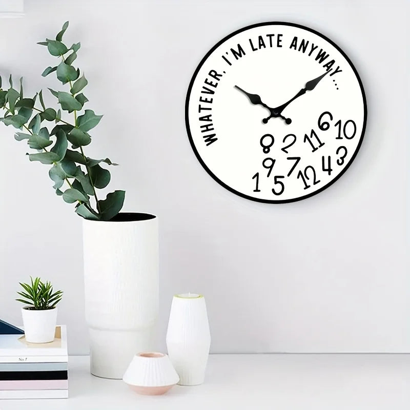 Silent Wooden Wall Clock - Creative & Fun Design, Perfect for Home Decor & Gifts, Battery-Operated (AA Not Included)