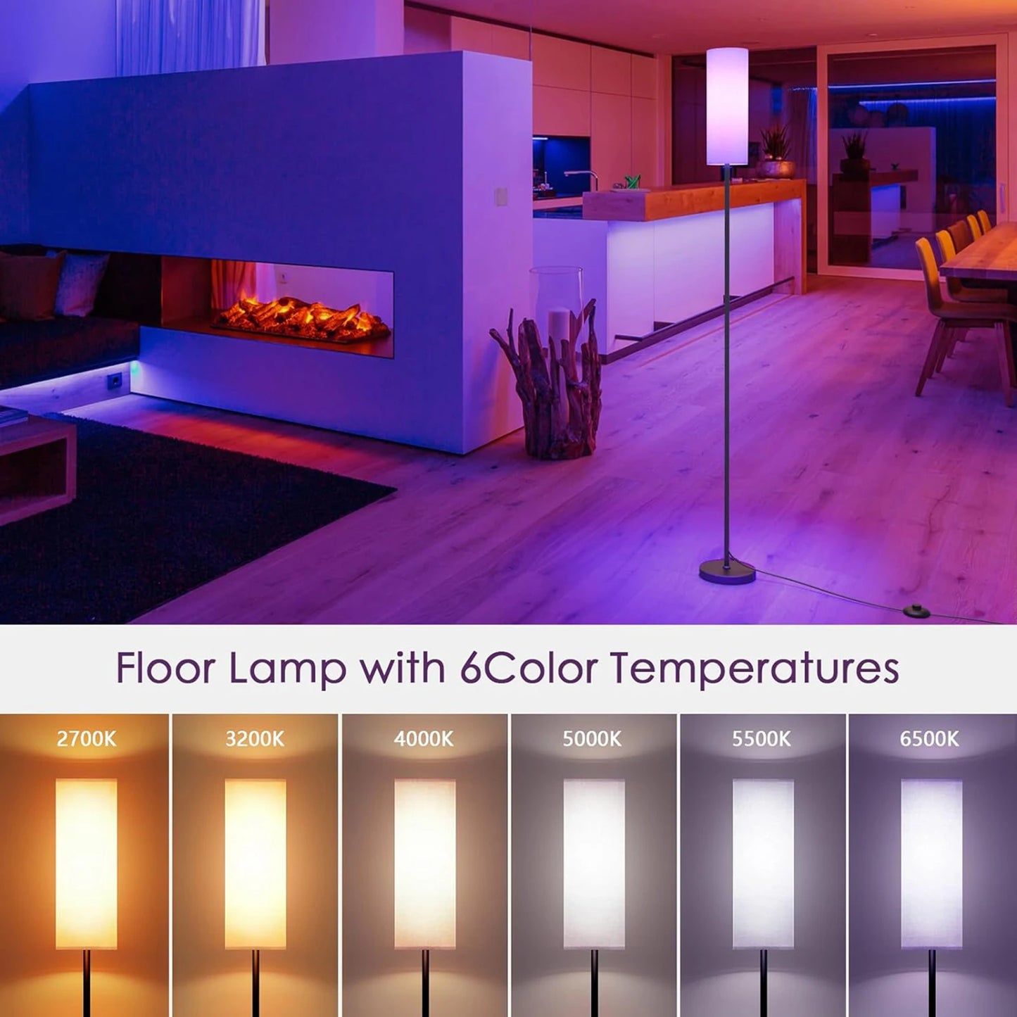 Modern Floor Lamp Standing Tall Light Foot  for Bedroom Living Room Study Room