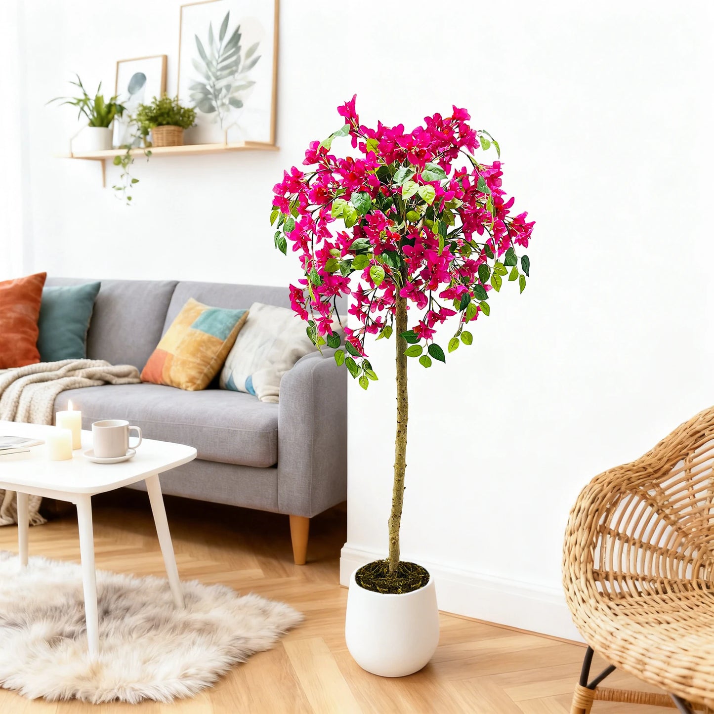 Bougainville Artificial Flowers Decorative Artificial Plants, Large Decorative Flowers for Entrance, Balcony, Windowsill, Corner