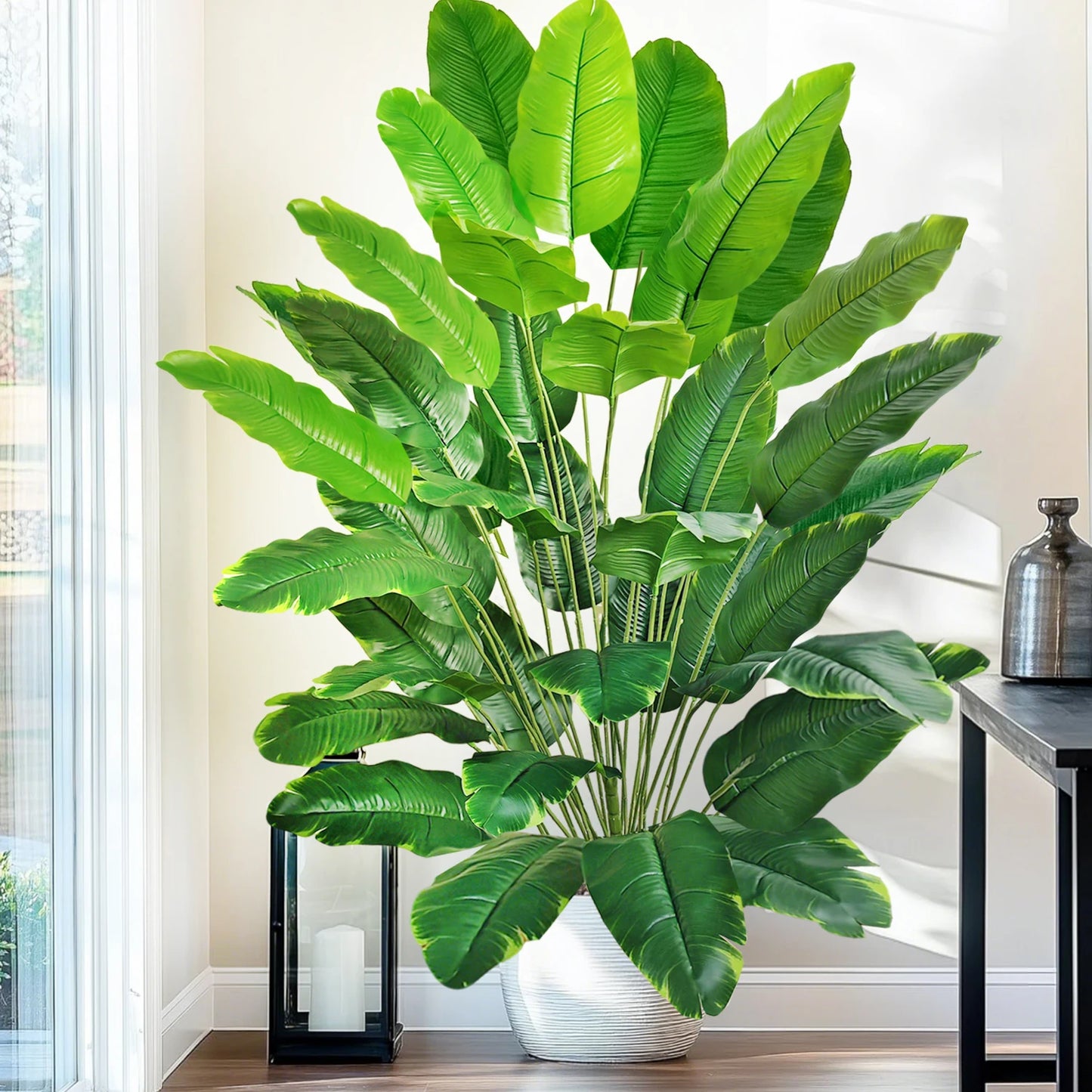 65-90-125cm  Large Tropical Palm Tree Fake Banana Plant Leaves Real Touch Strelitzia Reginae Plastic Plant for Home Garden