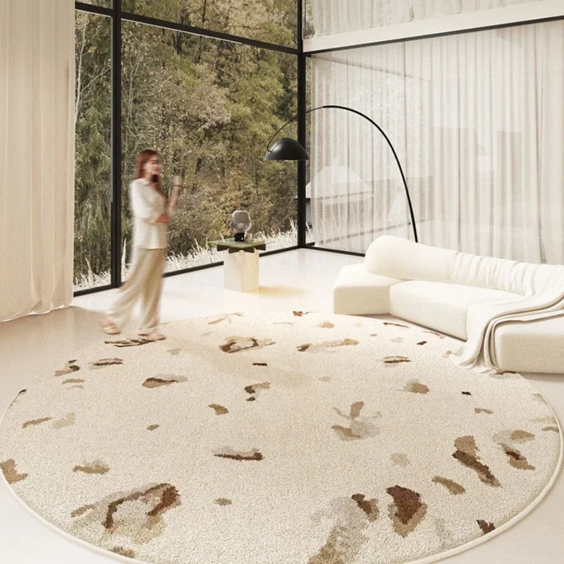 Cream Style Bedroom Decor Carpet Large Area Round Carpets for Living Room Home Thicken Washable Floor Mat Fluffy Soft Lounge Rug