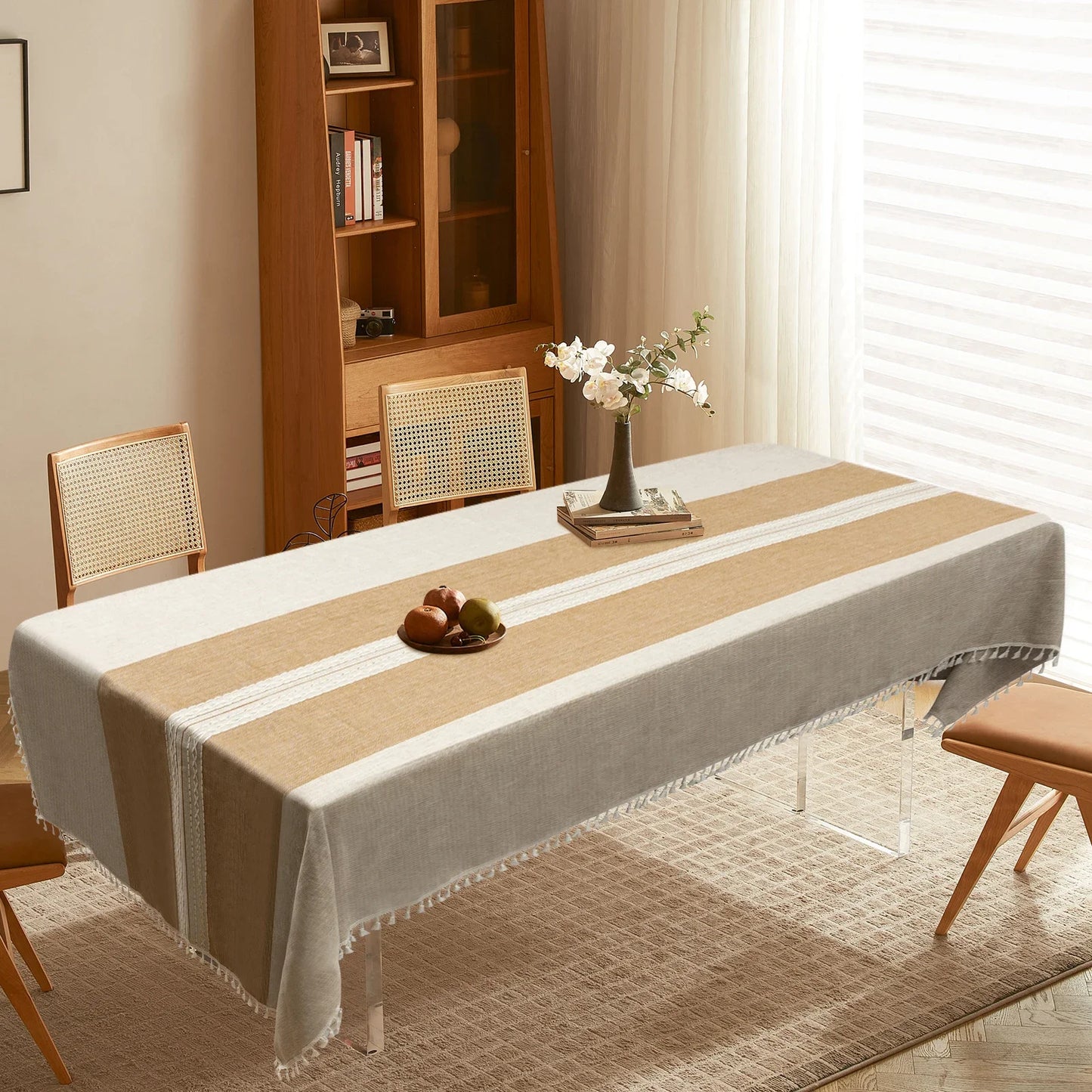 Cotton and Linen Waterproof Dining Tablecloth – Modern Minimalist Table Cover & Desk Mat
