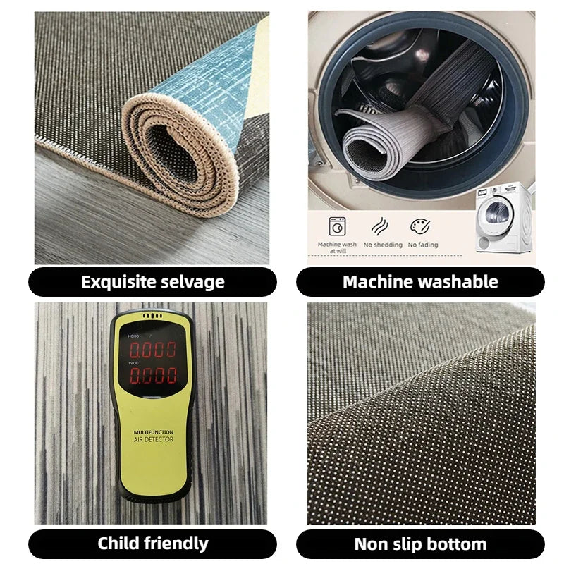 American Retro Home Carpets for Living Room Large Area Anti-slip Floor Mat Bedroom Decor Bedside Carpet Luxury Round Lounge Rug