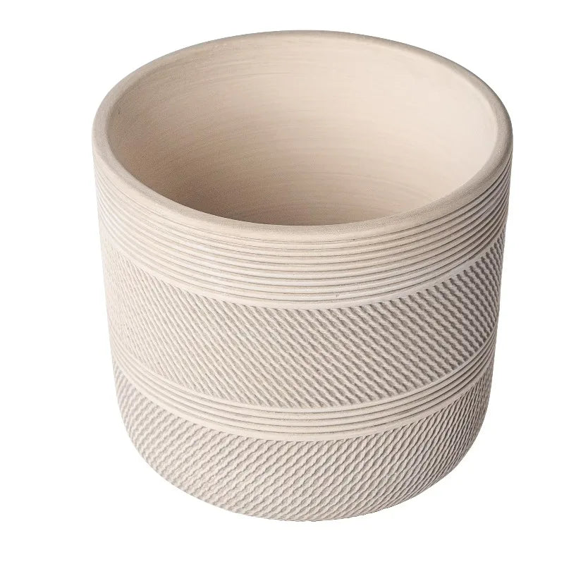 8" x 8" x 7.2" Round White Ceramic Tye Plant Planter