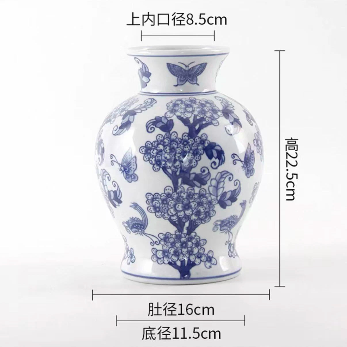 Blue and White Porcelain Retro Vase Ceramic Painted Flower Potted Plant Floral Hydroponic Vase Crafts Decoration Indoor Ornament