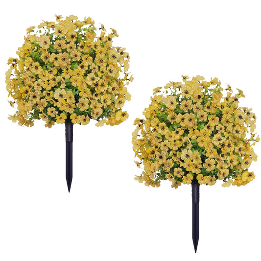 2Pcs Artificial Boxwood Topiary Ball Bushes, Anti-UV Outdoor Faux Shrubs with Ground Spike for Porch, Front Garden & Home Decor