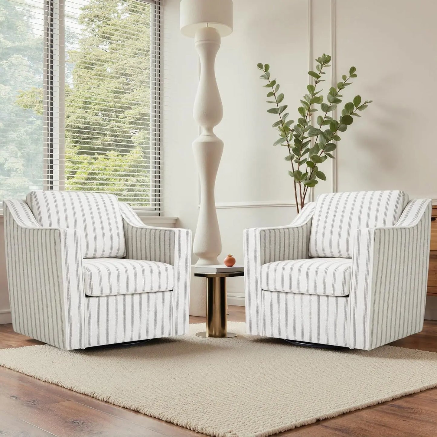 Swivel Chenille Accent Chair Set of 2, Modern Armrest Comfy Single Sofa for Living Room, Custom