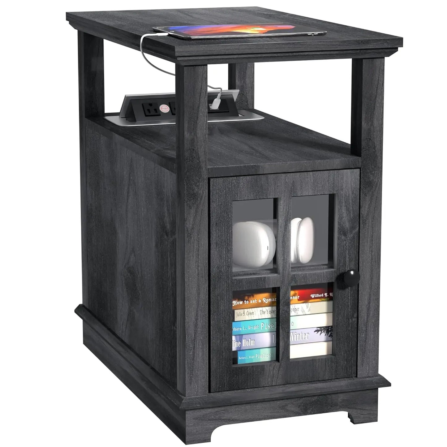 End Table, End Tables Living Room, Storage End Tables, Side Table with Charging Station, Charging Nightstand for, Customized