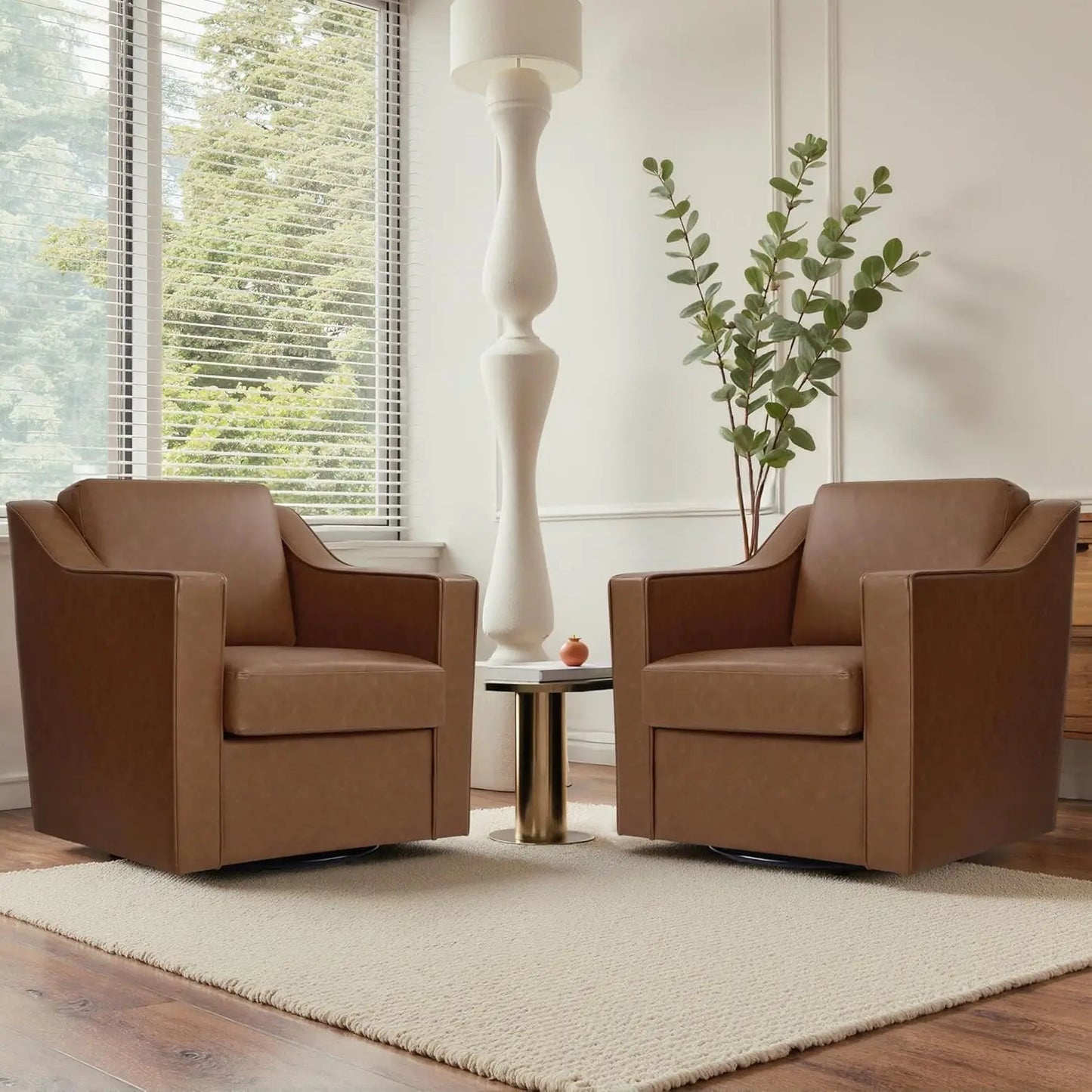 Swivel Chenille Accent Chair Set of 2, Modern Armrest Comfy Single Sofa for Living Room, Custom