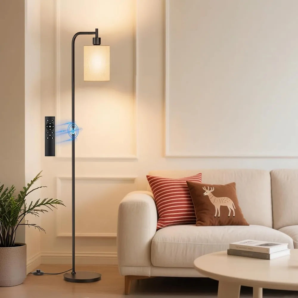 Dimmable Linen Shade Floor Lamp with Remote Control and 3 Color Options