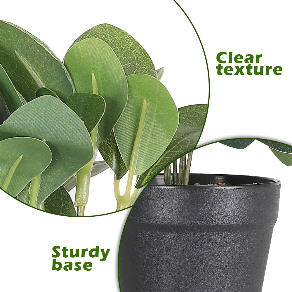 Real Touch Artificial Bonsai Tree with Eucalyptus Leaves in Cement Pot, Faux Plant for Indoor Outdoor Home Decor