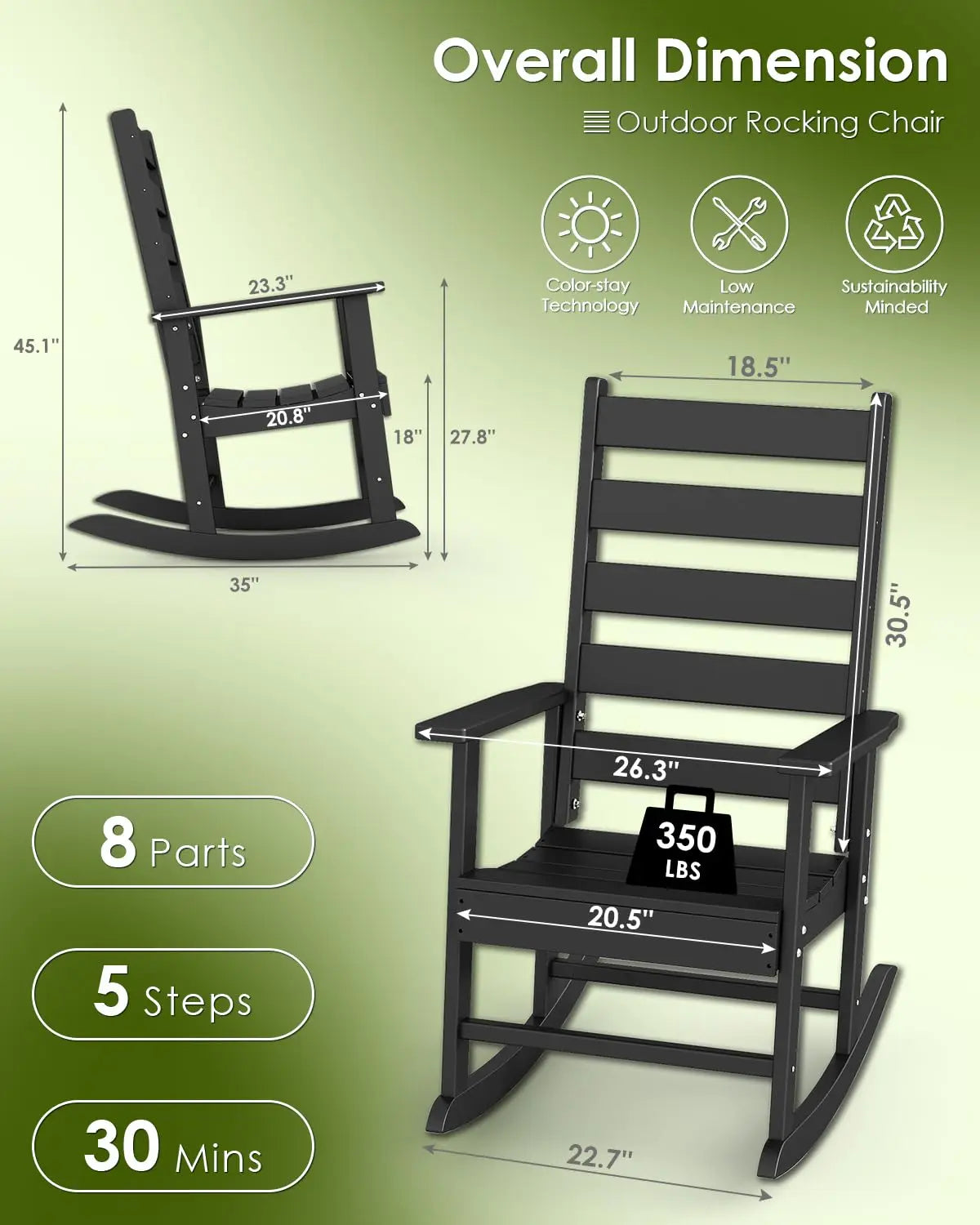 Outdoor-Rocking-Chairs-Set-of-2 Plastic | Patio Rockers  Porch Rocker Chair  Shaker  Oversized | High, Customized