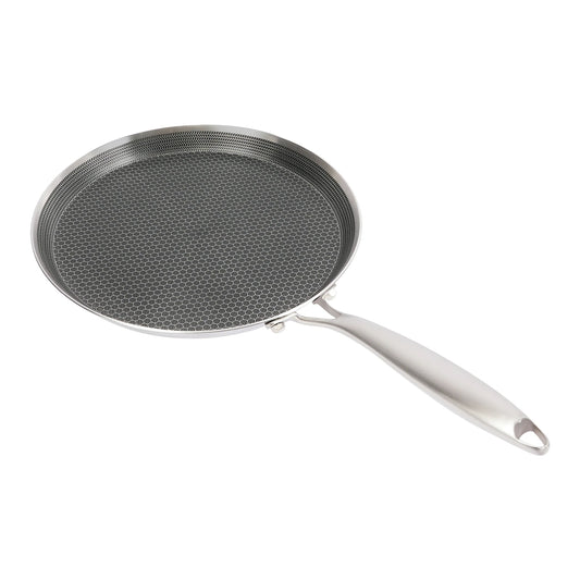 11 Inch Cooking Pan, Stainless Steel Crepe Pan, Single-sided Honeycomb Process + Non-stick Coating, fit Various Types of Stoves