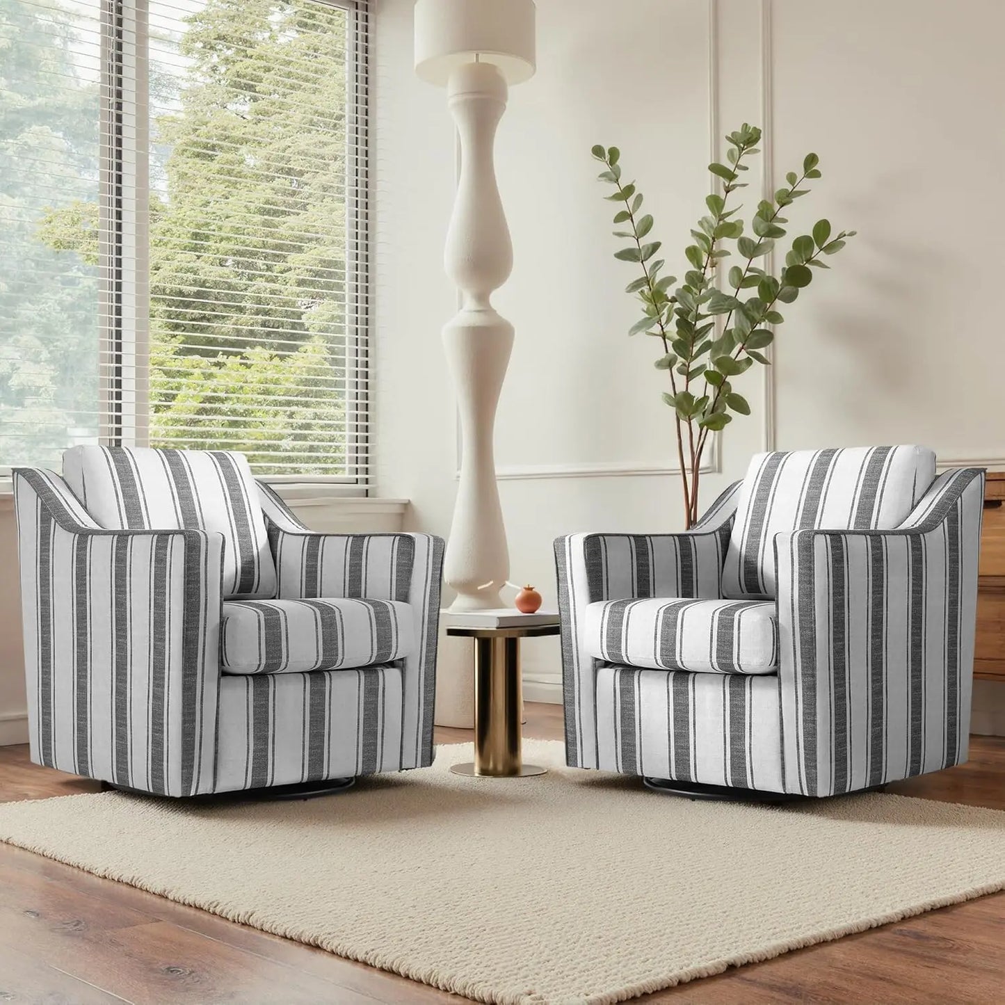 Swivel Chenille Accent Chair Set of 2, Modern Armrest Comfy Single Sofa for Living Room, Custom