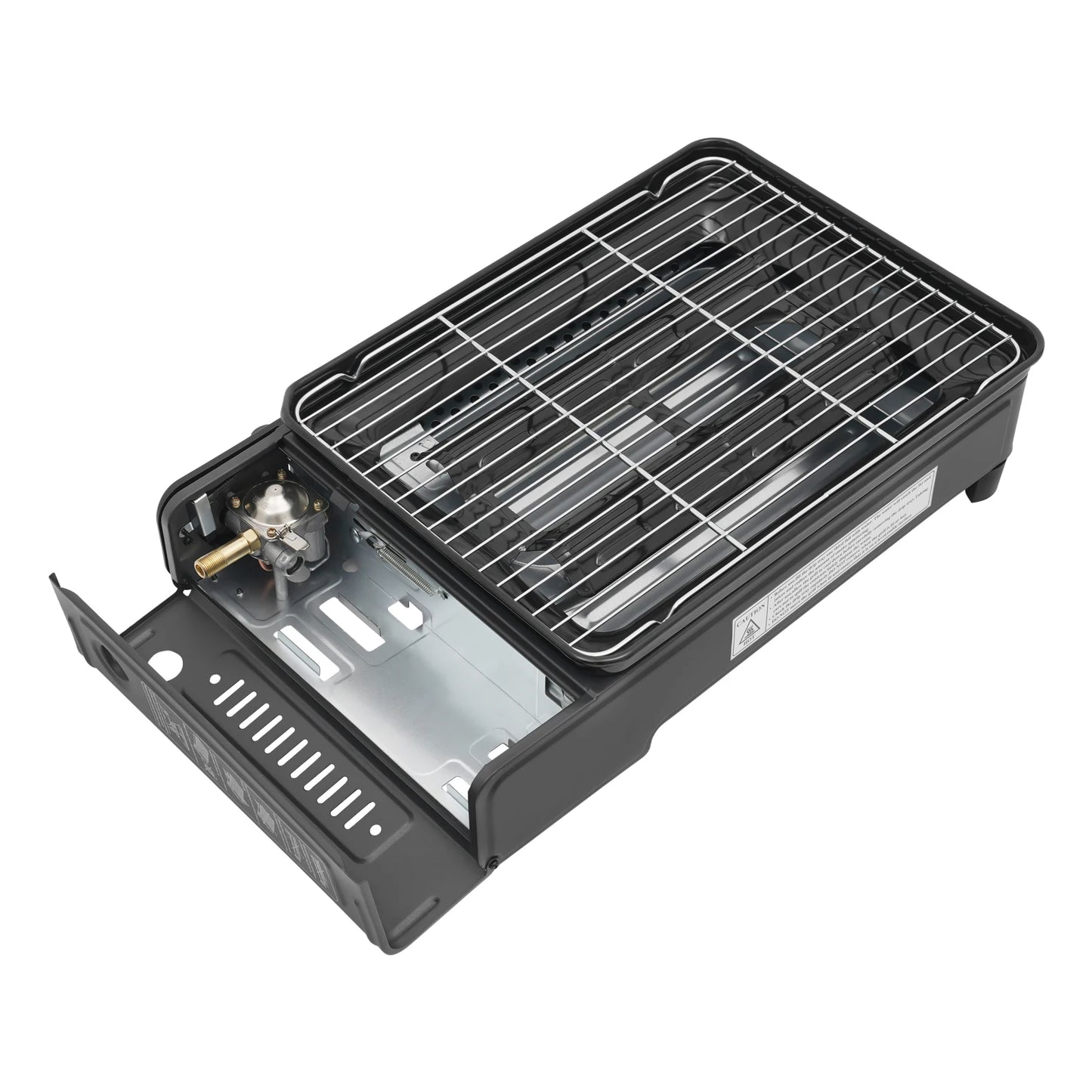 Gas Barbecue Grill, Butane LPG Stove 2.2KW Power, Camping Gas Stove Tabletop with Grilling Nets, Double-row Firepower Tubes